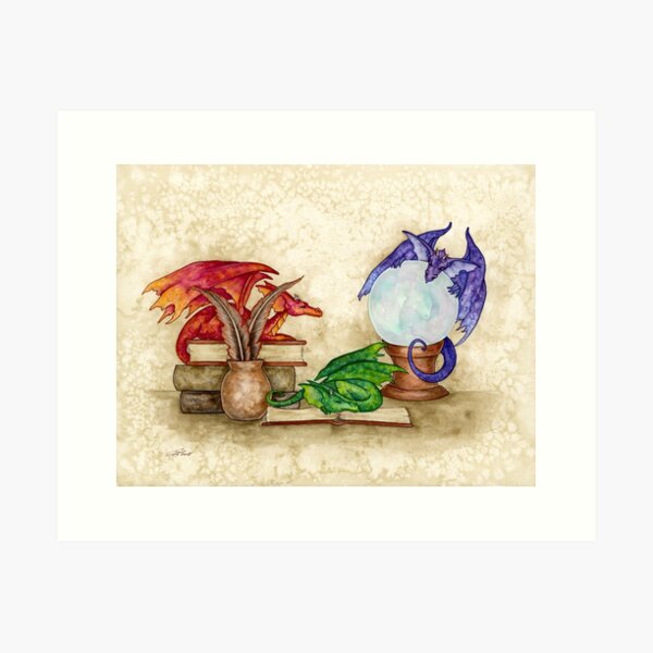 Aperçu de l'œuvre Dragons dans la bibliothèque créée et vendue par AmyBrownArt.