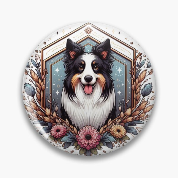 Item preview, Border Collie Tricolor Prick Ear Herding Dog Cartoon Floral designed and sold by CoffeeIsATrip.