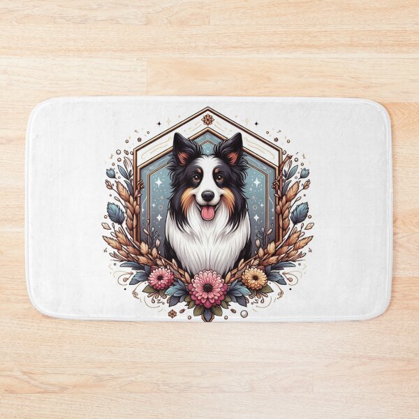 Item preview, Border Collie Tricolor Prick Ear Herding Dog Cartoon Floral designed and sold by CoffeeIsATrip.
