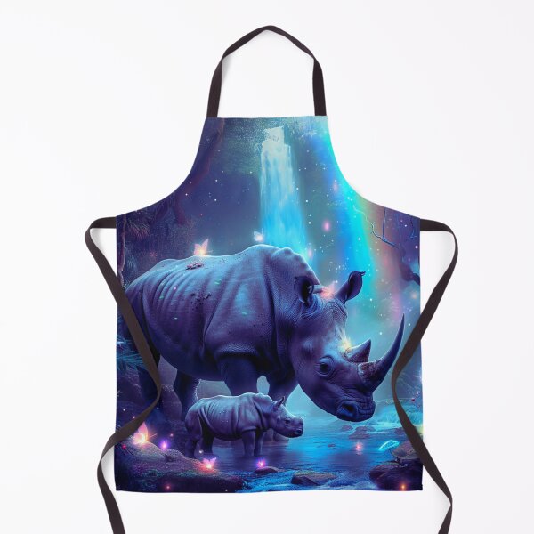 Item preview, Rhino and baby in a mystical forest designed and sold by Lewis-mart.