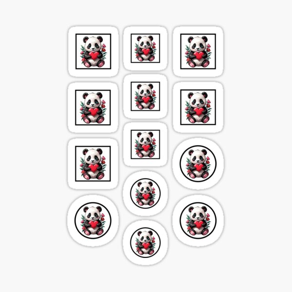 Panda Heart Set of 13 Sticker