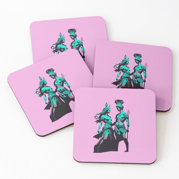 Item preview, Neon Blue and Pink Powerful Roman Man and Woman Statues designed and sold by alanawood.