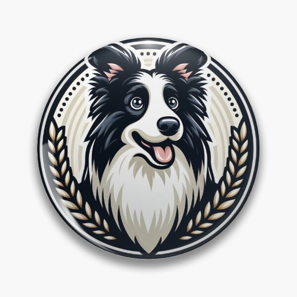 Item preview, Border Collie Black And White Herding Dog Illustration Laurel designed and sold by CoffeeIsATrip.