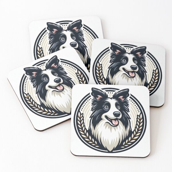 Item preview, Border Collie Black And White Herding Dog Illustration Laurel designed and sold by CoffeeIsATrip.