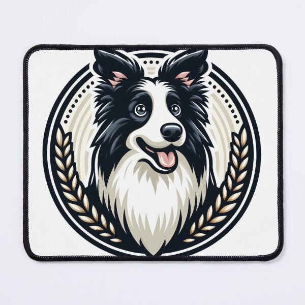 Item preview, Border Collie Black And White Herding Dog Illustration Laurel designed and sold by CoffeeIsATrip.