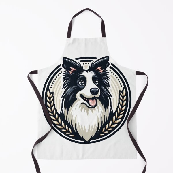 Item preview, Border Collie Black And White Herding Dog Illustration Laurel designed and sold by CoffeeIsATrip.
