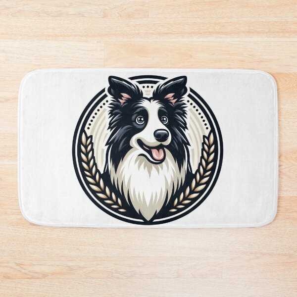 Item preview, Border Collie Black And White Herding Dog Illustration Laurel designed and sold by CoffeeIsATrip.