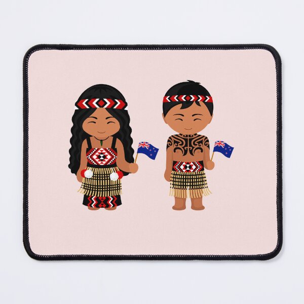 Item preview, Polynesian vintage, male and Female . Maori Cute Tattoo. Tribal ethnic costume with New Zealand flag. by Mill2023 designed and sold by Mill2023.