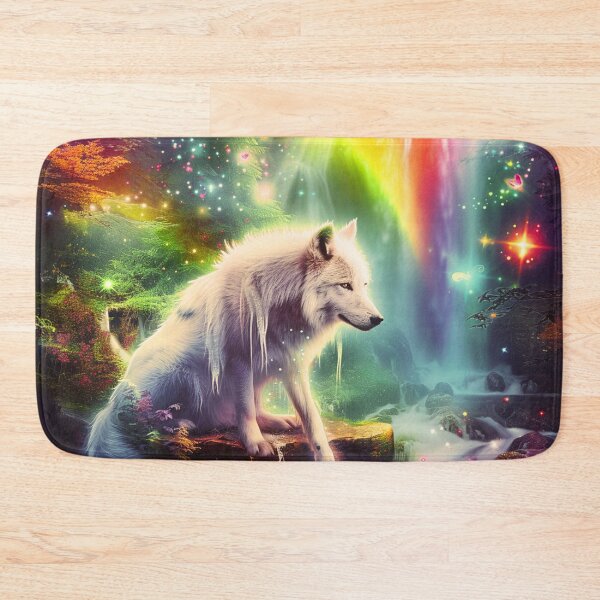 Item preview, White wolf in a mystical forest designed and sold by Lewis-mart.
