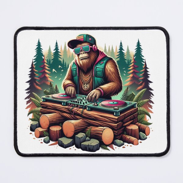 Item preview, Bigfoot DJ Turntable Master Hip Hop Forest Party designed and sold by Acekingapparel.