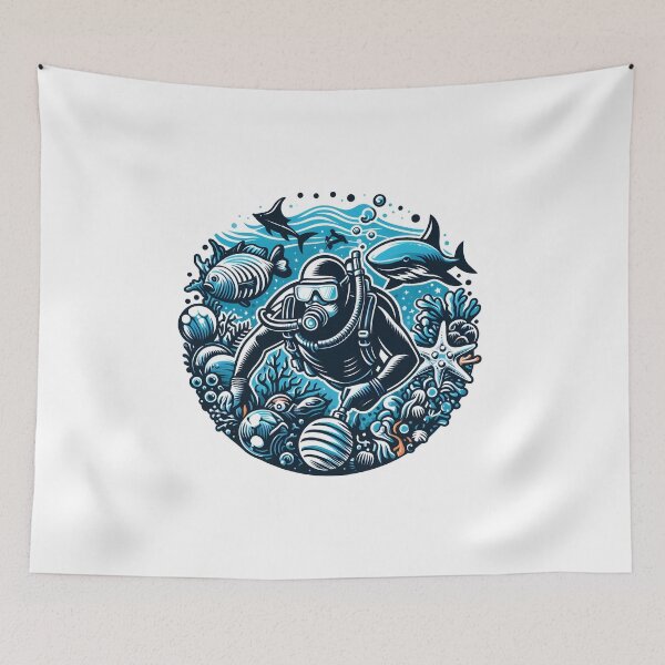 Item preview, Deep sea diving scuba diving in ocean designed and sold by vectorillus.