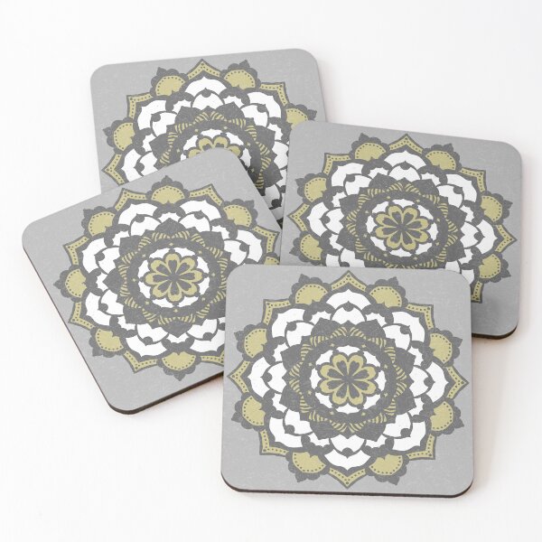 Item preview, Deva Mandala - Fog, Slate, Snow, Gold designed and sold by Irene Estelle.