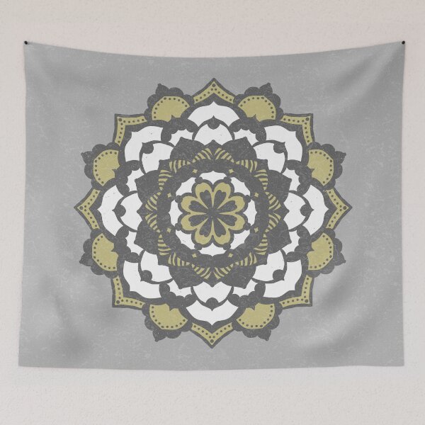 Item preview, Deva Mandala - Fog, Slate, Snow, Gold designed and sold by Irene Estelle.