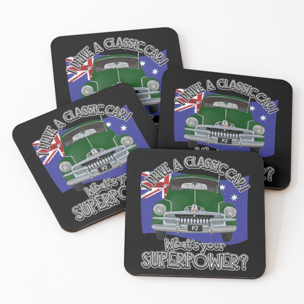 Item preview, Green FJ Holden with Australian Flag - I DRIVE A CLASSIC CAR, whats your SuperPower? designed and sold by Michael van der Hoorn.
