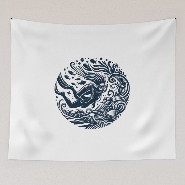 Item preview, Deep sea diving scuba diving in ocean designed and sold by vectorillus.