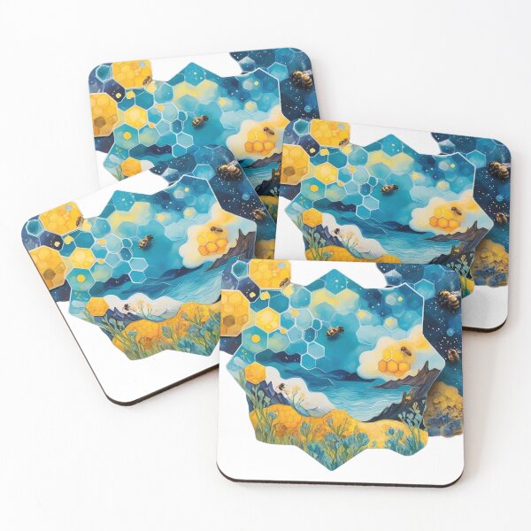 Item preview, Bees providing life with stars, sea, mountain and flowering fields designed and sold by eatmorvelopator.