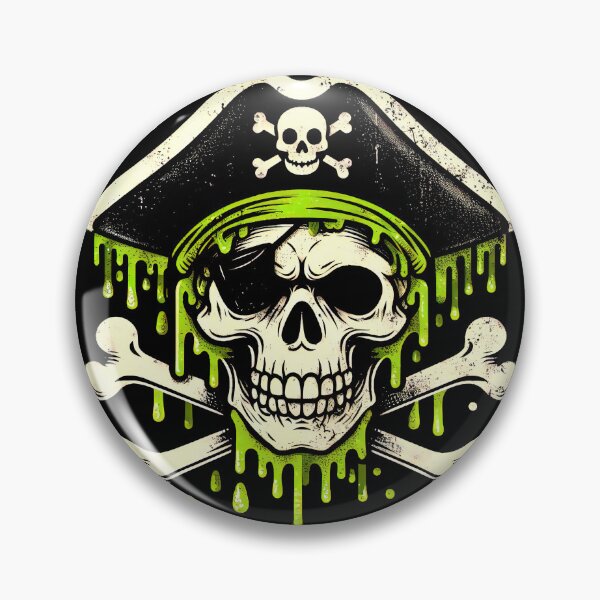 Item preview, Pirate Skull Jolly Roger Calico Jack Bones Green Slime designed and sold by SpookshowDesign.