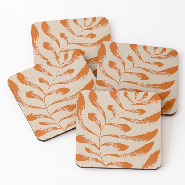 Item preview, Minimal Orange Foliage Recycled Paper Art-Cali Boho by Bossy Cat Home designed and sold by BossyCatHome.