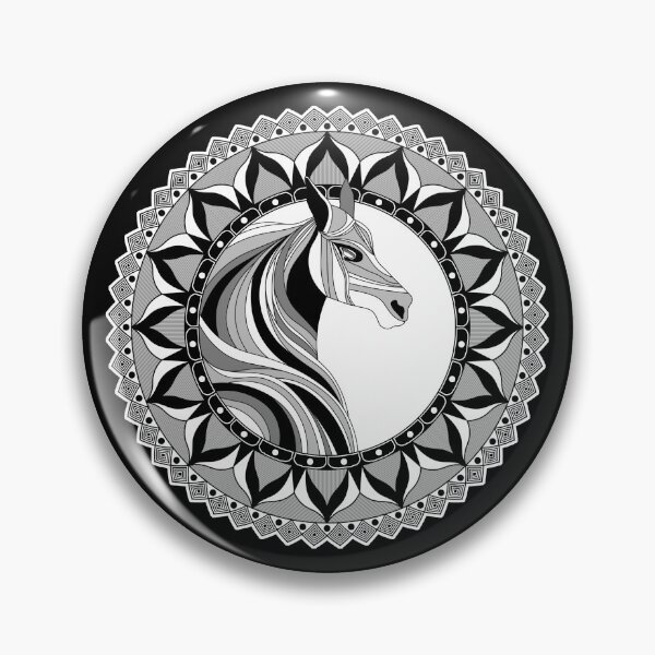 Artikelvorschau, Pferdemandala mit weißem Hintergrund entworfen und verkauft von GlobalMandala.