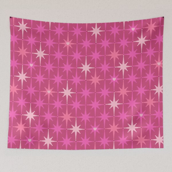 Item preview, Valentine Hearts and Stars Hot Pink Mid Century Modern Atomic Age Starburst Pattern designed and sold by kierkegaard.