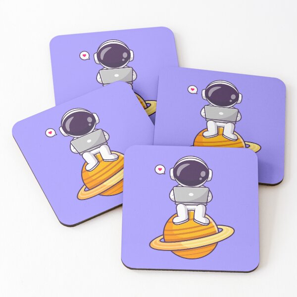 Item preview, Cosmic Productivity: Cute Astronaut with Laptop on Planet" designed and sold by hjian8219.