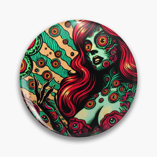 Item preview, Trippy Psychedelic Eye Covered Redhead Beauty designed and sold by AIPixelMaster.