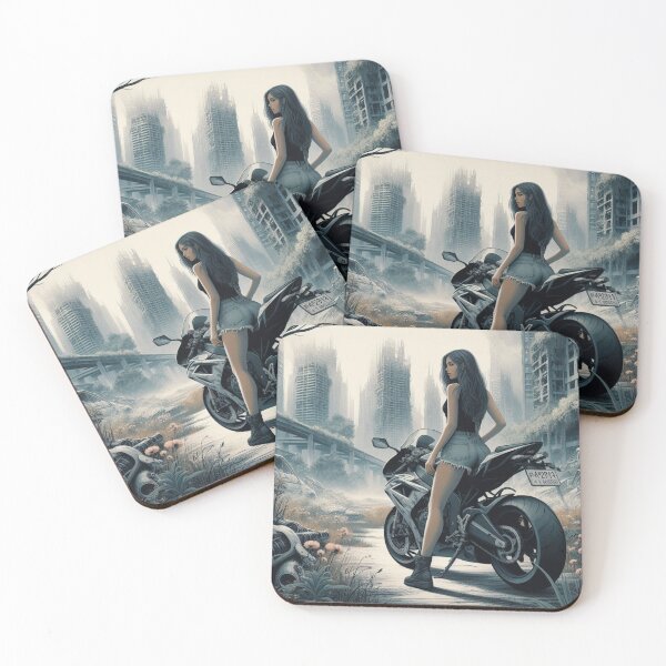 Item preview, Biker chick Riding a Superbike in an apocalypse designed and sold by BoldandBiker.