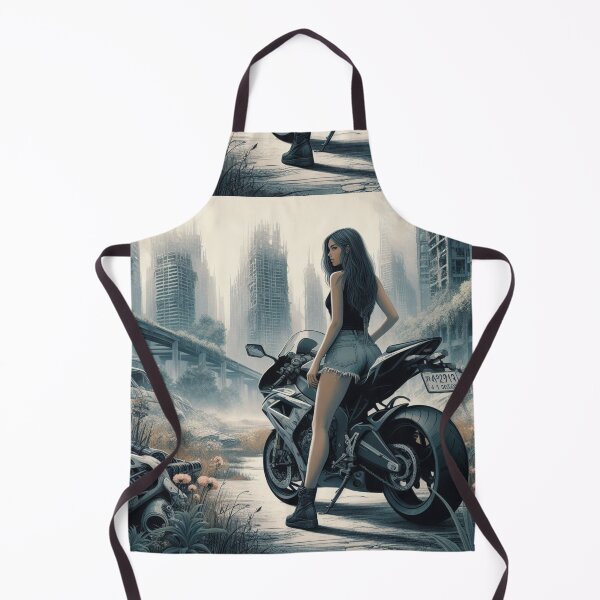 Item preview, Biker chick Riding a Superbike in an apocalypse designed and sold by BoldandBiker.