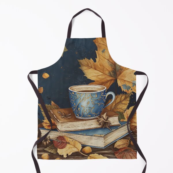 Item preview, Coffee Cup on the stack of books with maple leaves designed and sold by WarmHeartedArt.