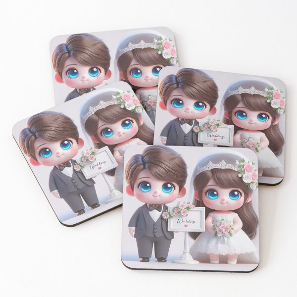 Item preview, Cute Blue-Eyed Wedding Couple Cartoon designed and sold by Vaidustock.