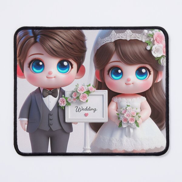 Item preview, Cute Blue-Eyed Wedding Couple Cartoon designed and sold by Vaidustock.