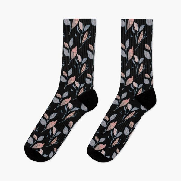 Item preview, Pastel Pink Scandinavian Leaf Pattern On Black Background  designed and sold by Sizani.