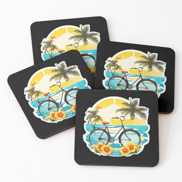 Item preview, Vintage Bicycle with Waves and Hawaiian Ochids designed and sold by NautiChic.