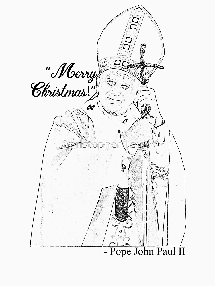 "Merry Christmas Pope John Paul II Shirt" Tshirt by ctaylorscs