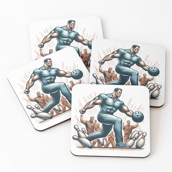 Item preview,  A  man playing bowling, achieving a strike, and the pins toppling down, with the crowd cheering in excitement. designed and sold by PaintMeWorld.