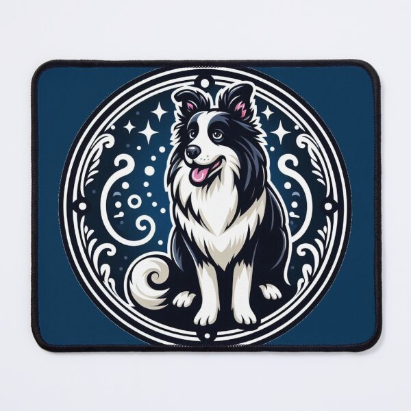 Item preview, Border Collie Black And White Herding Dog Illustration Starry Night designed and sold by CoffeeIsATrip.