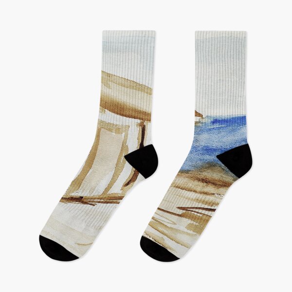 Item preview, Watercolor hand painted abstract seaside house designed and sold by quinnstyle.