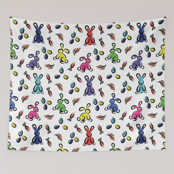 Item preview, Easter Pattern With Colorful Rabbits, Eggs And Carrots designed and sold by adamtepl.