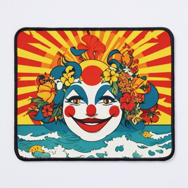 Item preview, Happy Clown Over Beach Horizon with Ocean Waves and Orchids designed and sold by NautiChic.