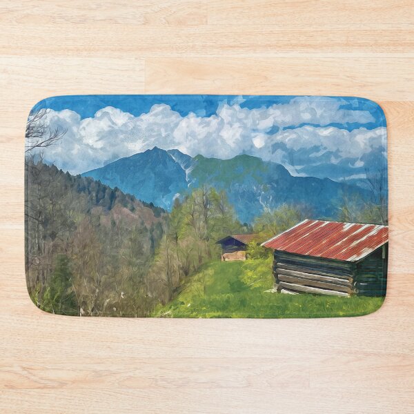 Item preview, View from a mountain cabin over the German Alps near Garmisch in watercolor designed and sold by Intermundium.