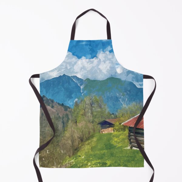 Item preview, View from a mountain cabin over the German Alps near Garmisch in watercolor designed and sold by Intermundium.