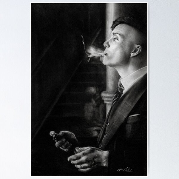 Item preview, Thomas Shelby Realistic Charcoal Drawing designed and sold by Cjartgallery.
