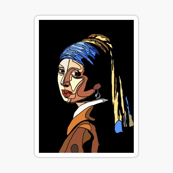 Ragazza con orecchino pop art nero arcobaleno artistico famoso Sticker