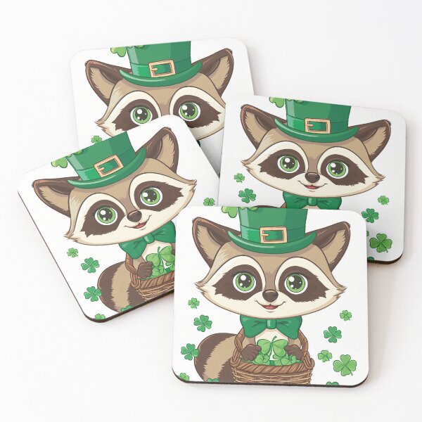 Item preview, Raccoon Wearing Saint Patricks Hats designed and sold by ErdmanBerge.
