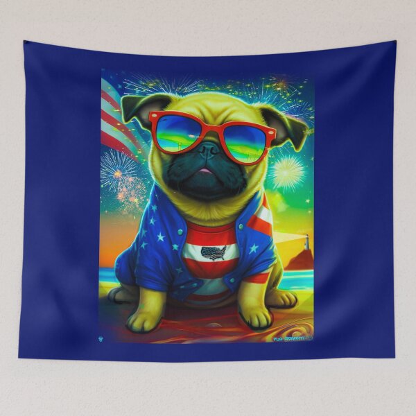 Item preview, Pug HAPPY HOLIDAYS 165 4th of July  designed and sold by RedBluffTraders.