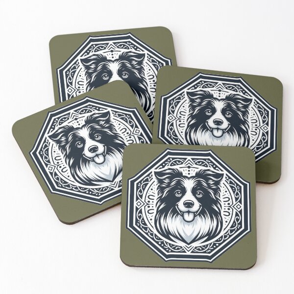 Item preview, Border Collie Black And White Australian Shepard Herding Dog Cartoon designed and sold by CoffeeIsATrip.