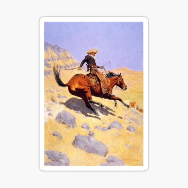 Aperçu de l'œuvre Oeuvre d'art vintage de cow-boy Cheval Far West créée et vendue par Artistfun.