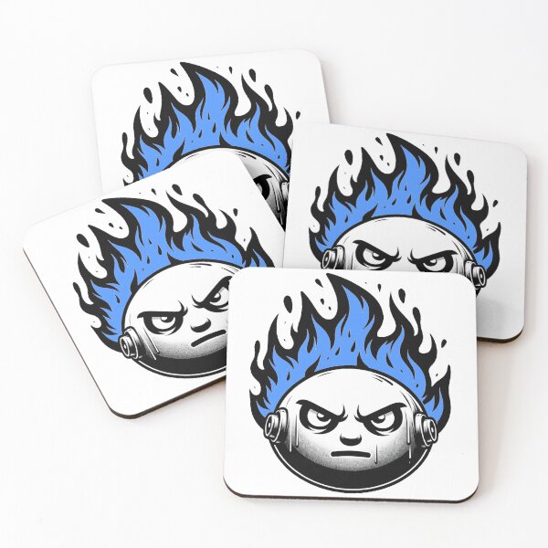Item preview, Cartoon Face on Fire Artistic Blue designed and sold by Andrew Frelas.