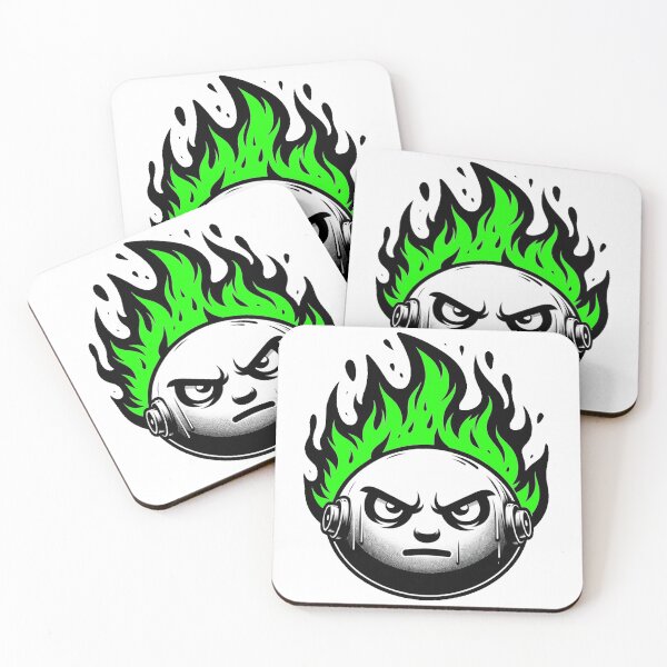 Item preview, Cartoon Face on Fire Artistic Green designed and sold by Andrew Frelas.