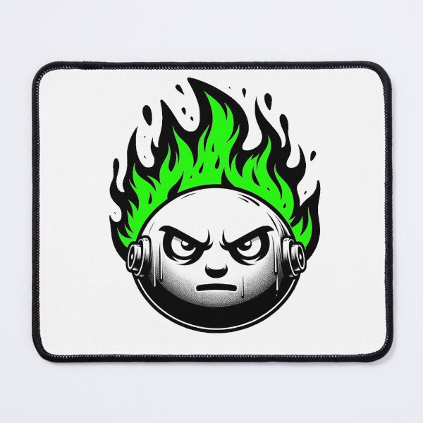 Item preview, Cartoon Face on Fire Artistic Green designed and sold by Andrew Frelas.